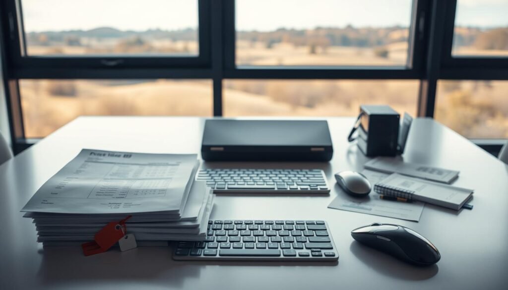 A meticulously detailed price guide, displayed on a sleek, modern desk with clean lines and a minimalist aesthetic. The foreground features an array of neatly organized financial documents, including price tags, receipts, and invoices, arranged in a visually appealing manner. The middle ground showcases a high-quality keyboard and mouse, subtly suggesting the interactive nature of the price guide. In the background, a large, framed window offers a serene, natural landscape, creating a sense of balance and tranquility. The lighting is soft and diffused, casting a warm glow over the scene, while the camera angle captures the guide from a slightly elevated perspective, conveying a sense of authority and professionalism.