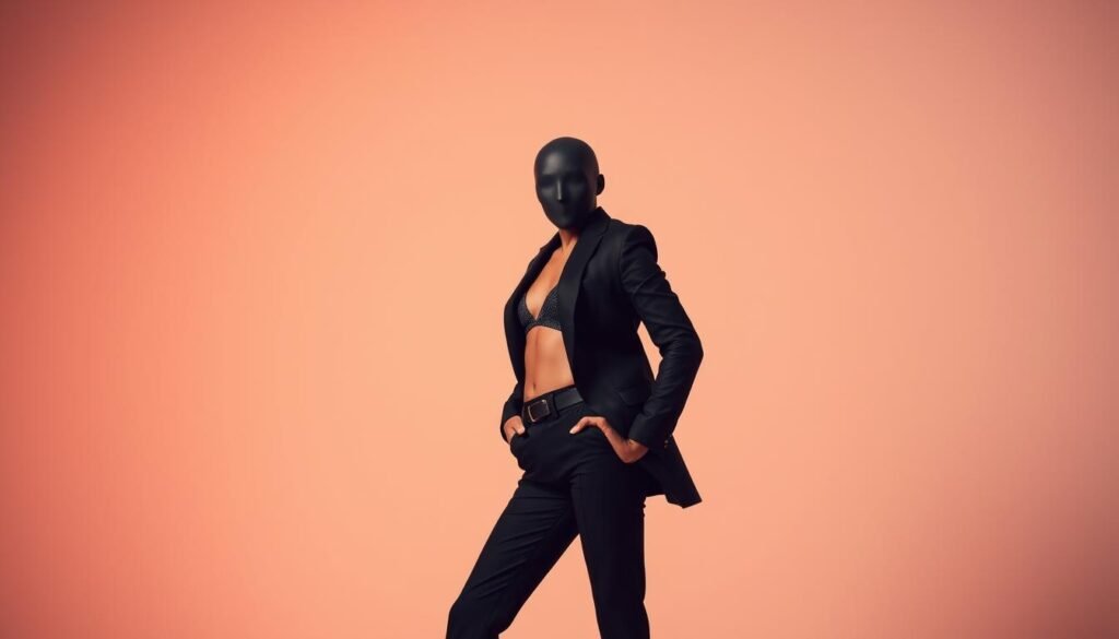 A stylish, minimalist composition showcasing a faceless, androgynous figure posing confidently against a clean, modern background. The subject wears a sleek, sophisticated outfit that conceals their identity, hinting at a strong personal brand and visual identity. Warm, flattering lighting accentuates the subject's physique and poses, creating an aura of mystery and allure. The image conveys a sense of empowerment, individuality, and the ability to build a successful online presence without revealing one's face. A stylish, minimalist composition showcasing a faceless, androgynous figure posing confidently against a clean, modern background. The subject wears a sleek, sophisticated outfit that conceals their identity, hinting at a strong personal brand and visual identity. Warm, flattering lighting accentuates the subject's physique and poses, creating an aura of mystery and allure. The image conveys a sense of empowerment, individuality, and the ability to build a successful online presence without revealing one's face.