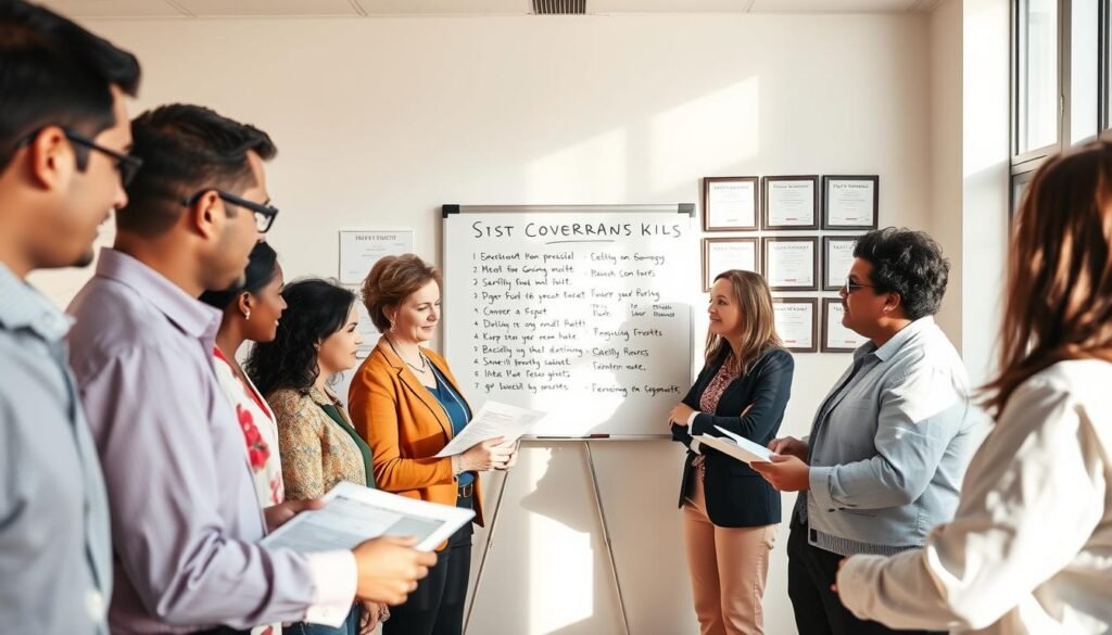 A well-governed and transparent non-profit organization, with a team of dedicated volunteers and staff, stands in a sunlit office. The foreground features a group of individuals reviewing financial reports and discussing key performance metrics, conveying a sense of accountability and public trust. In the middle ground, a whiteboard displays the organization's mission and values, while the background showcases a wall of framed donor recognition certificates, symbolizing the community's support. The lighting is warm and natural, highlighting the professionalism and credibility of the scene.